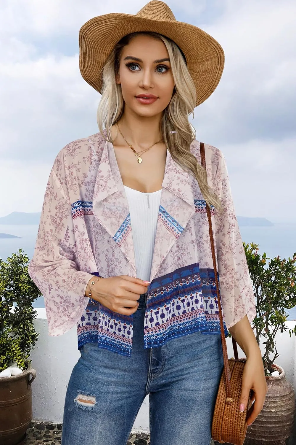 Womens Summer Tops Short Shrugs Kimono Cardigans Casual Chiffon Bolero Jackets