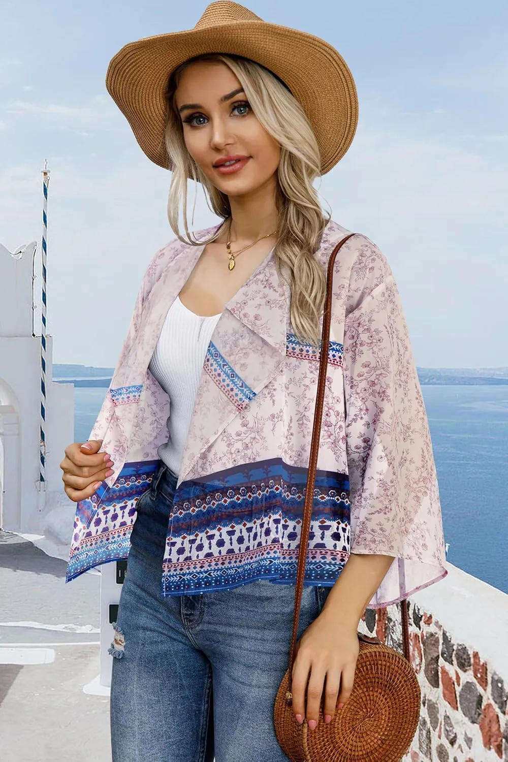 Womens Summer Tops Short Shrugs Kimono Cardigans Casual Chiffon Bolero Jackets