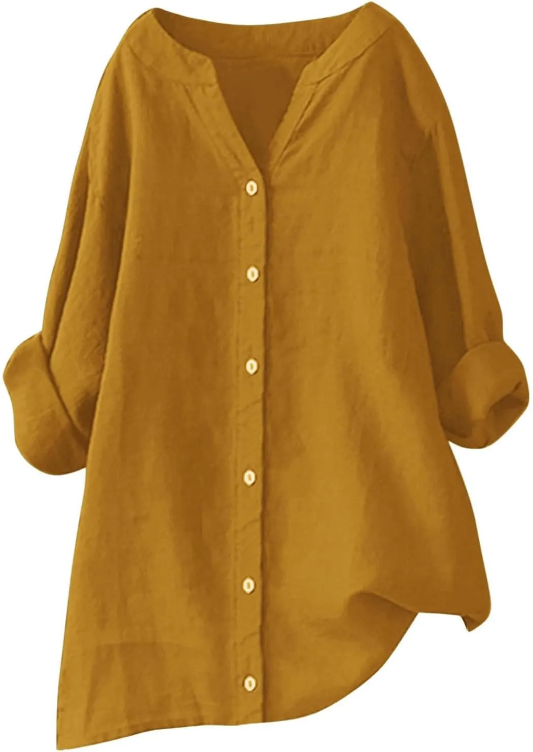 Womens Tops 2025 Long Sleeve Oversized Button Down Blouse Tops Cotton Linen Tunic Tees Airplane Travel Outfits
