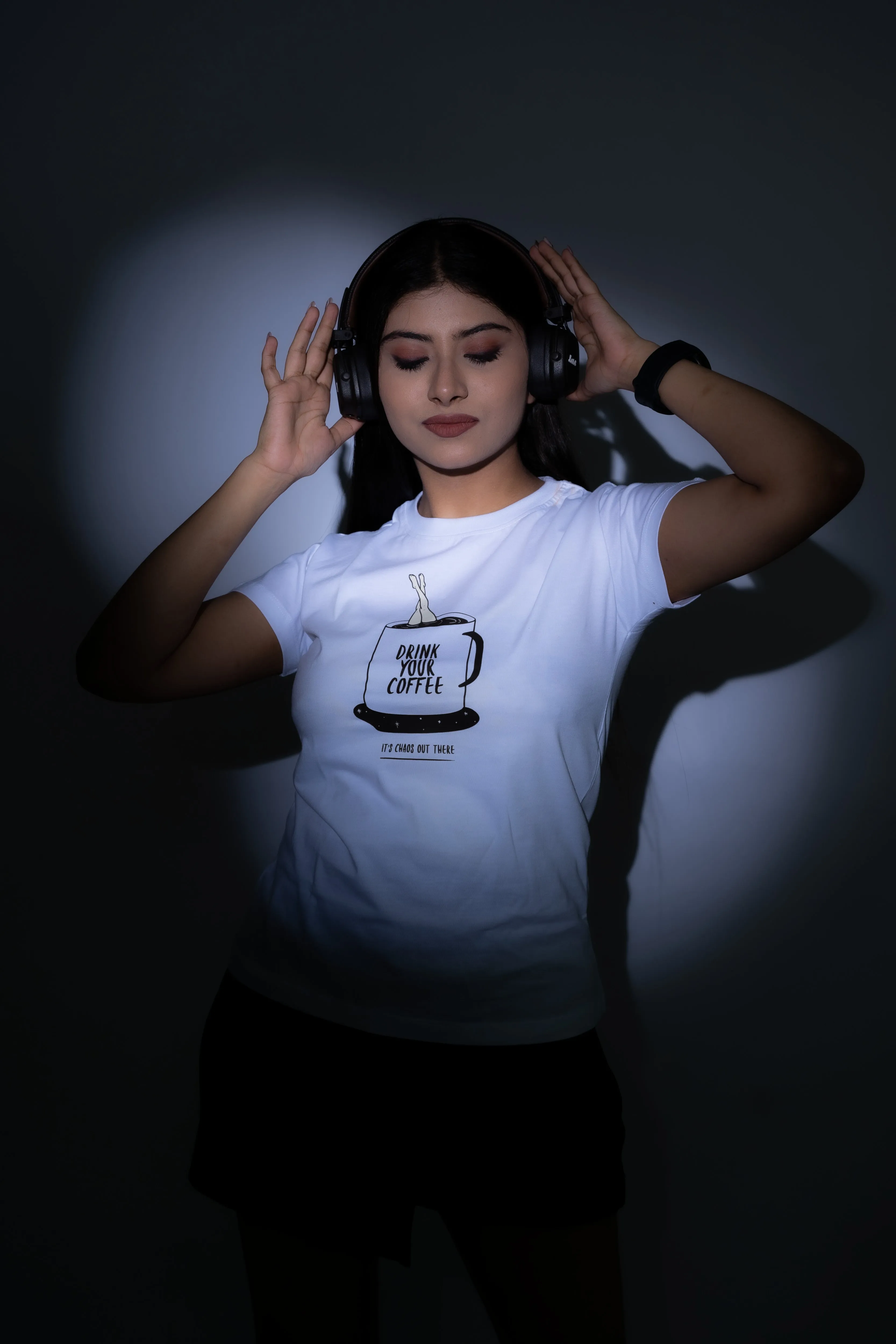 Women's White Coffee Graphic Printed Classic Fit Tshirt