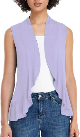 Xeoxarel Women's Sleeveless Cardigan Open Front Vest (S-3XL)