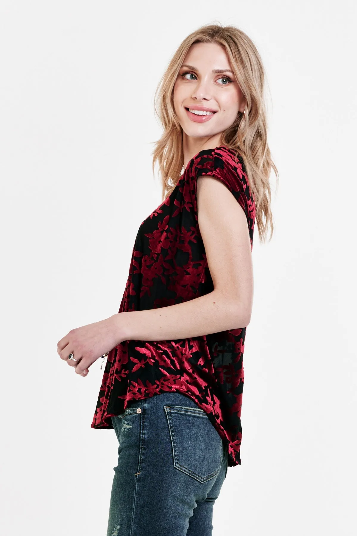 YANIS MESH TOP RIO RED BURNOUT