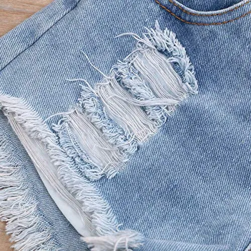 YOUNGER TREE 2Pcs Fashion Toddler Kids Baby Girl Denim Shorts Sets Sleeveless T-Shirt Ripped Shorts Independent Day Outfits (Orange  Light Blue, 3-4 Years)
