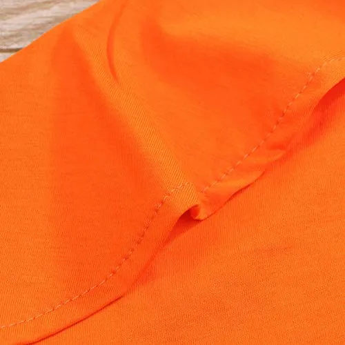 YOUNGER TREE 2Pcs Fashion Toddler Kids Baby Girl Denim Shorts Sets Sleeveless T-Shirt Ripped Shorts Independent Day Outfits (Orange  Light Blue, 3-4 Years)