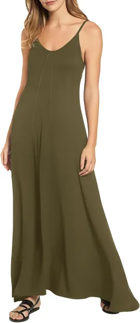 ZAFUL Women's 2025 Summer Casual A-Line Maxi Dress Sleeveless Halter Spaghetti Strip Loose Long Flowy Beach Dresses