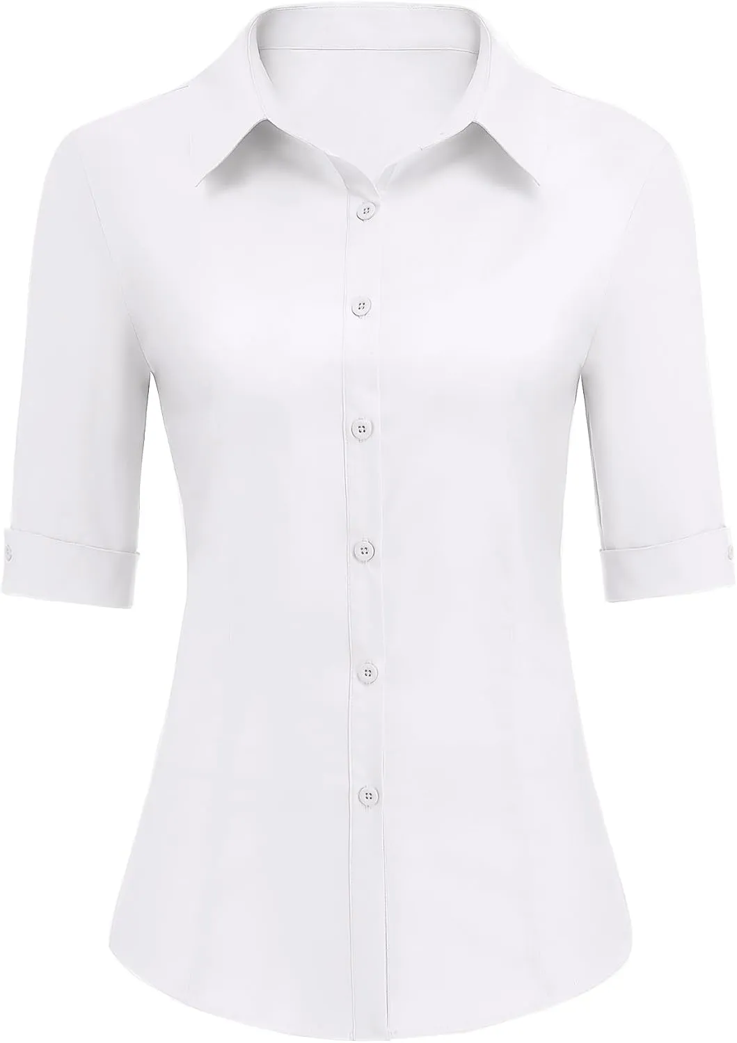 Zeagoo Womens Button Down Shirts 3/4 Sleeve Dress Blouses Business Casual Collared Oxford Tops